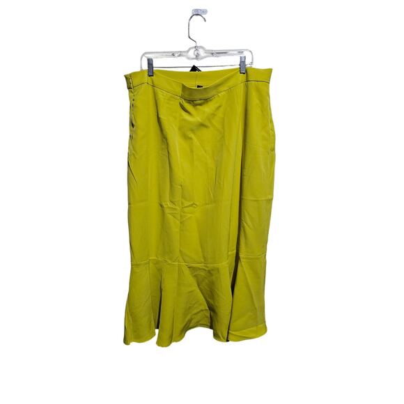 New Ashley Stewart Skirt Flare Hem Plus Size 20 Warm Olive Lime Green(839 - Picture 2 of 7